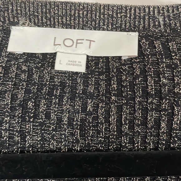 LOFT gold space dyed sweater with pearl details, sz L - Picture 4 of 6